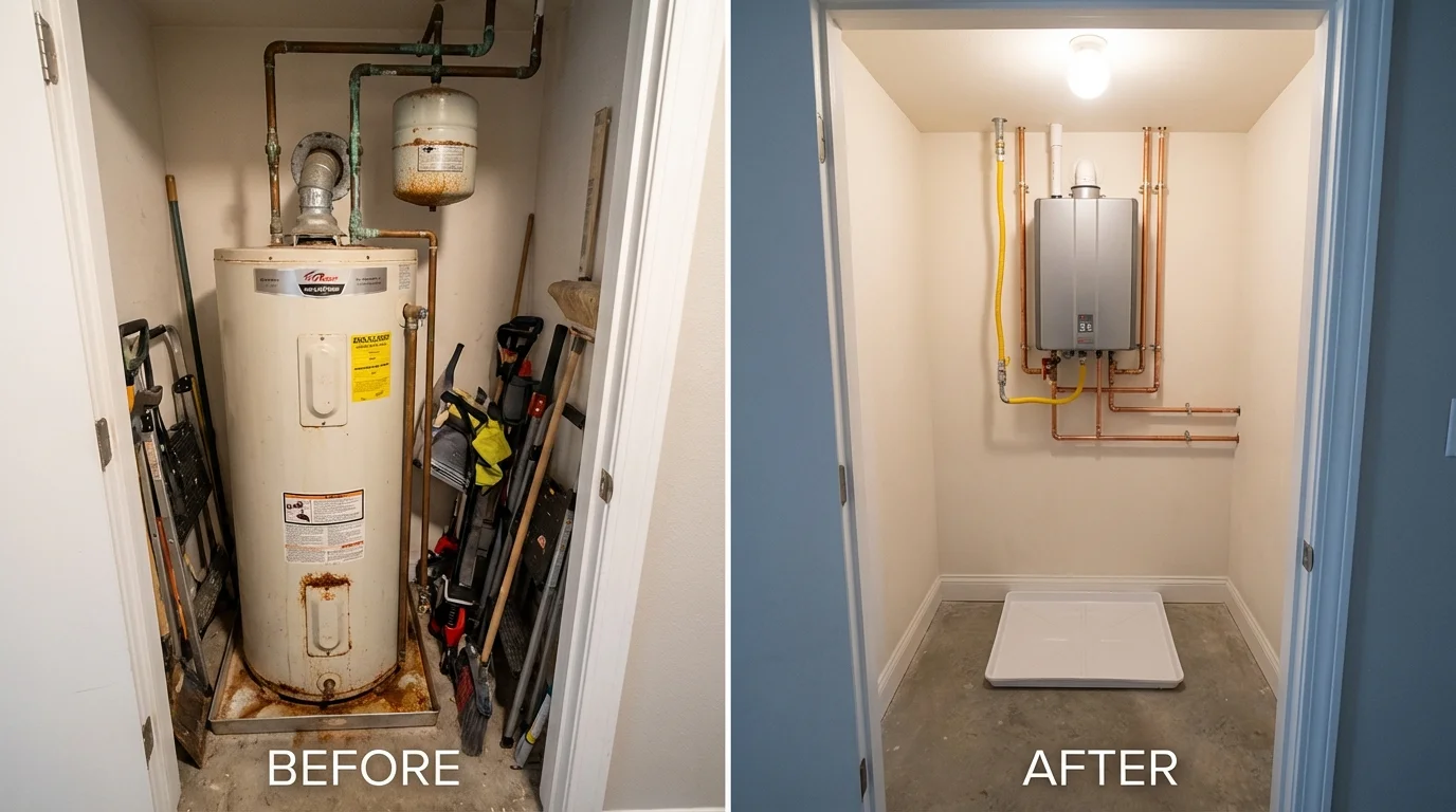Tank water heater versus wall-mounted tankless unit comparison for Hebron, KY homeowners